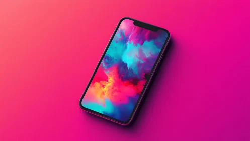Modern Smartphone Glows with Vibrant Digital Ink Wallpaper