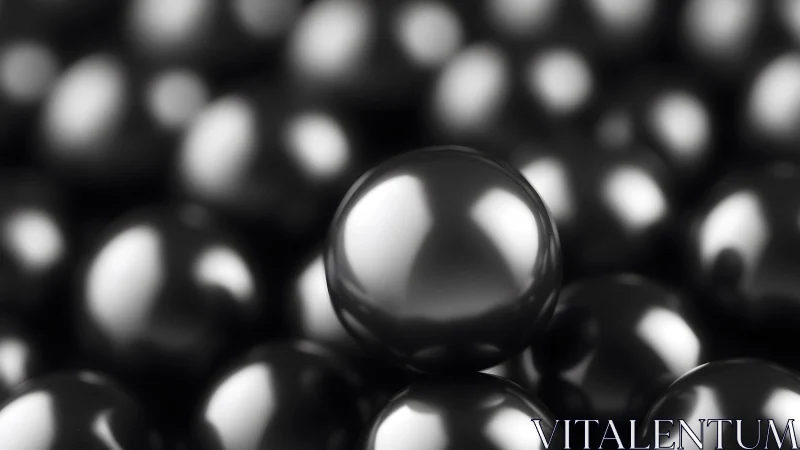 Gleaming black spheres gathered in a soft metallic drift.