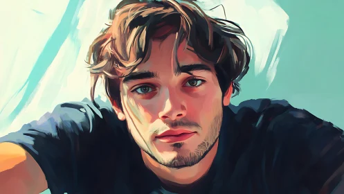 Loose-brush digital portrait uses frontal close-up lighting and soft focus