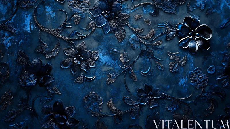 Glistening midnight floral pattern with softly sculpted blooms.