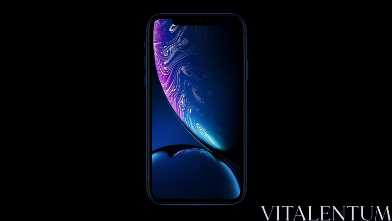 Modern smartphone displaying vibrant liquid abstract wallpaper