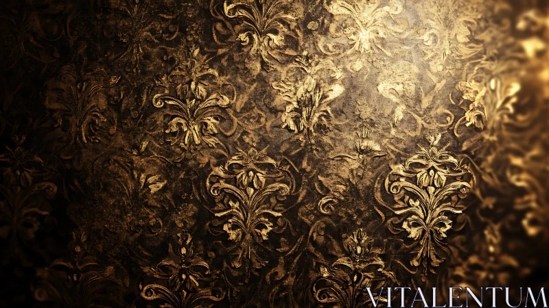 Baroque damask relief with gilded patina and radial vignetting.