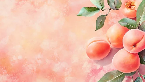 Pigment-soft peach cluster with botanical leaf detailing.