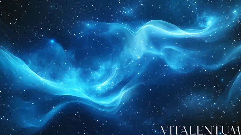 Gentle blue nebula river drifting through quiet starlight.