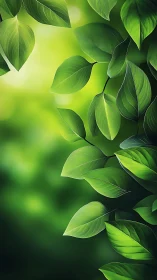 Green foliage pattern with blurred light background gradient.