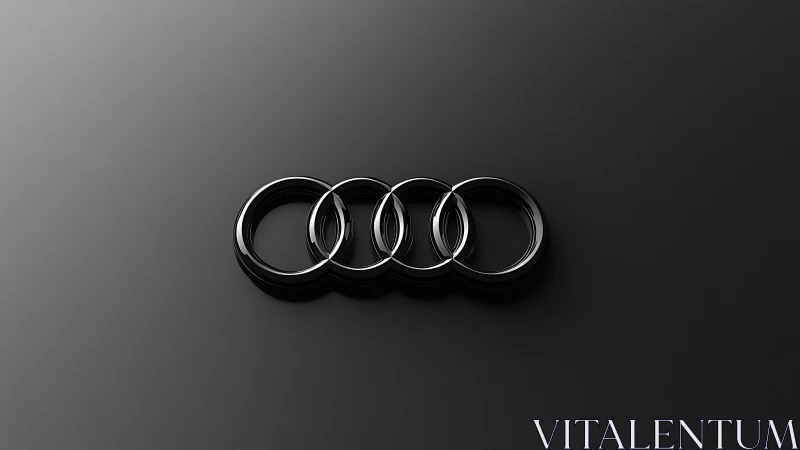 Gleaming chrome rings drift across a midnight graphite void.