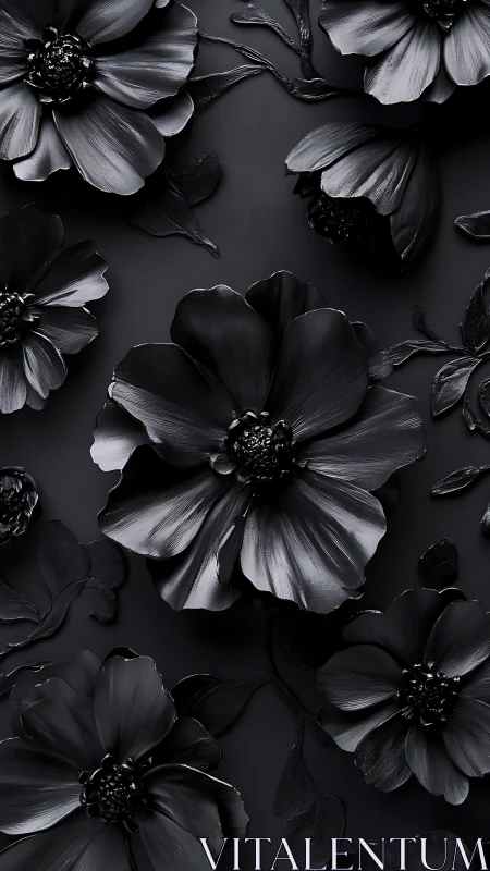 Monochromatic Cosmos Flowers: High Contrast Botanical Still Life Composition
