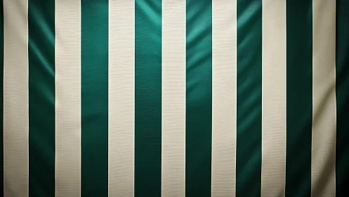 Green and beige vertical striped fabric background pattern.