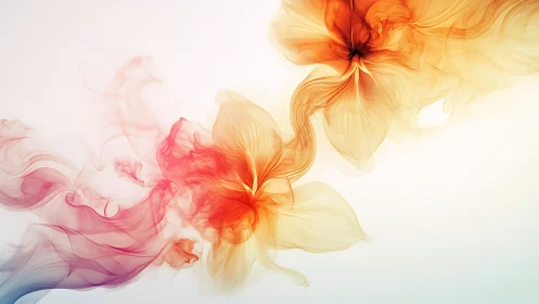 Luminous Floral Abstraction: Fluid Ink Digital Composition.