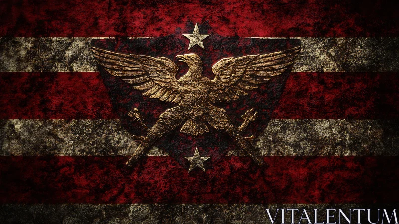 Weathered warbird spreads its bronze wings over scarred stripes