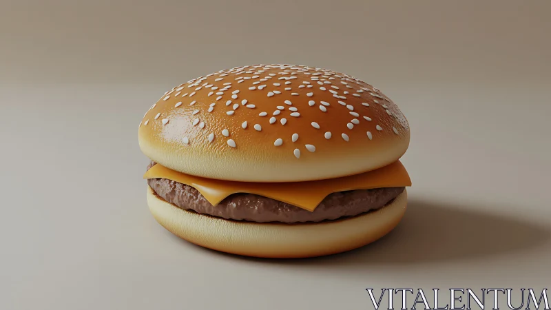 Physically based 3D cheeseburger model with soft studio lighting