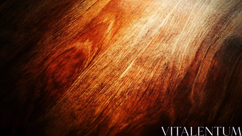 Illuminated close-up of textured polished wooden surface.