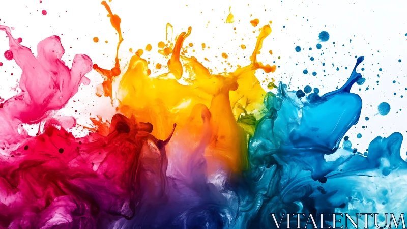 Joyful rainbow splash of flowing, colorful liquid paint.