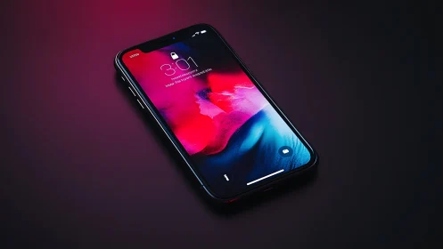 Modern smartphone display with neon gradient interface wallpaper.