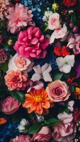 Vibrant Floral Arrangement with Pink, Red, Orange Blooms