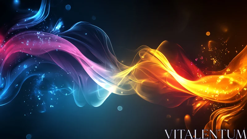 Luminous energy ribbons in dynamic blue, magenta, and gold flow.