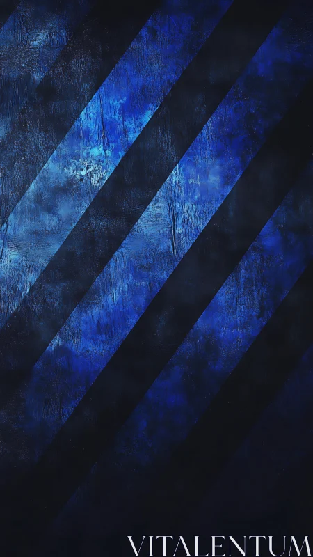 Diagonal cobalt bands cut across textured midnight field