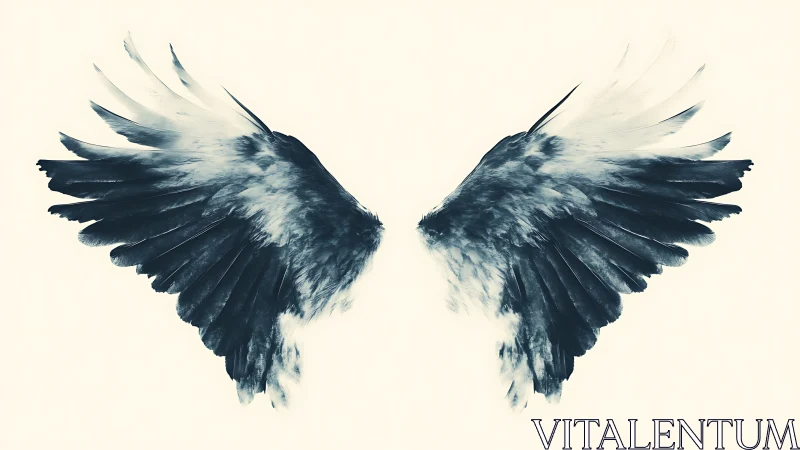Monochrome bird wings spread in symmetrical formation.