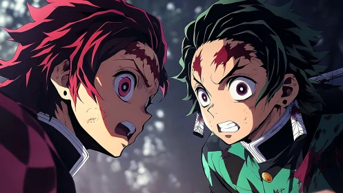 Battle-scarred twins hurl fierce vows in forest twilight