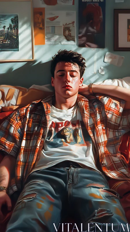 Sunlit afternoon nap with a dreamy, laid back teen mood.