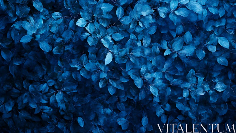 Monochromatic blue foliage pattern explores dense organic layering