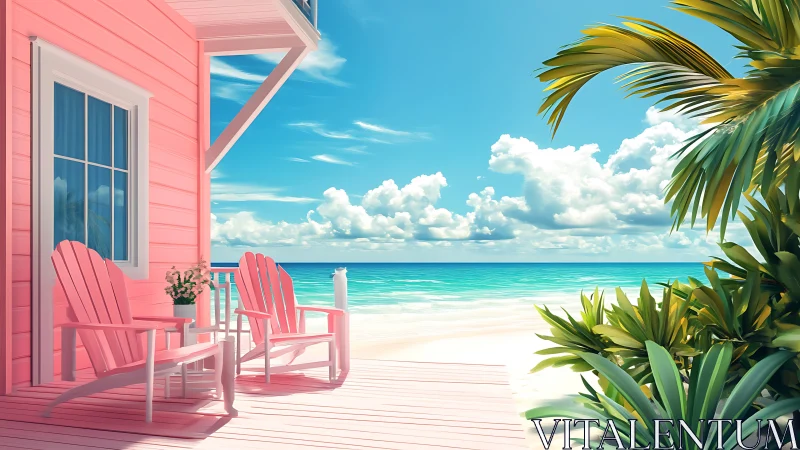 Beachfront Cottage with Adirondack Seating: Turquoise Ocean Panorama