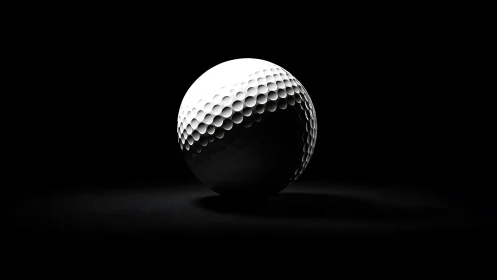 Lone spotlighted golf sphere brooding in cinematic shadowplay.