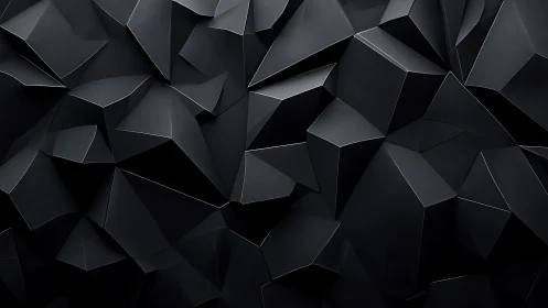 Gently lit black geometric cliffs with a modern calm mood.