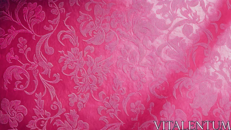 Velvety pink damask swirls with playful vintage charm.