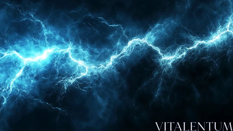 Electric blue energy crackling across a stormy void.