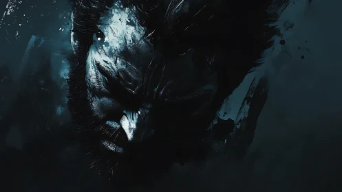 Angular monochrome portrait isolates a brooding male face