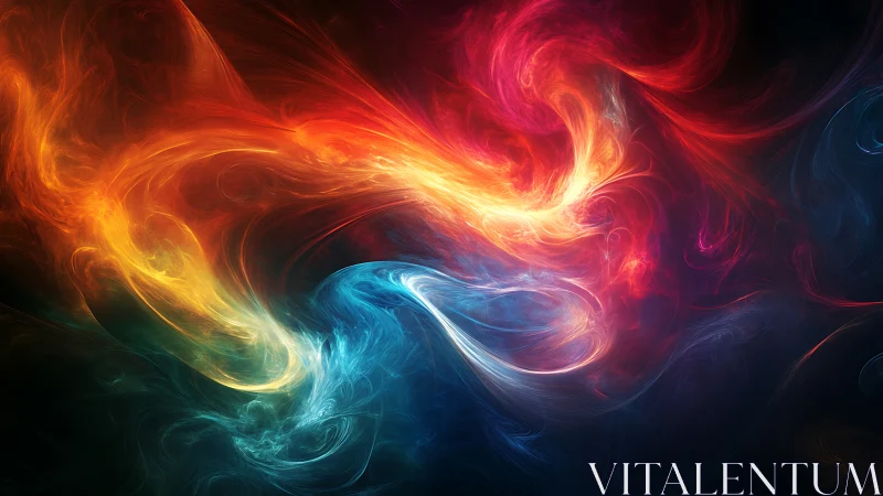 Swirling neon energy streams merge in a cosmic abstract storm