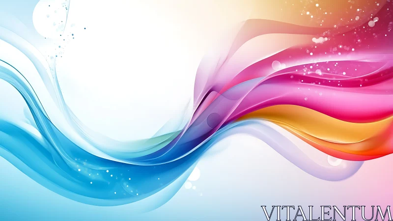 Chromatic fluid waveforms with luminous gradient ribbons.