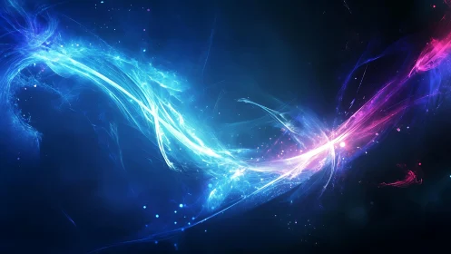 Neon Blue and Pink Energy Swirl in Abstract Digital Art Style.