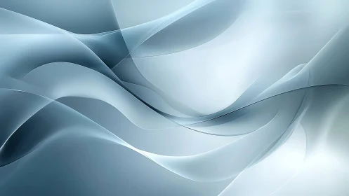 Elegant flowing abstract waves in soft blue and silver tones.