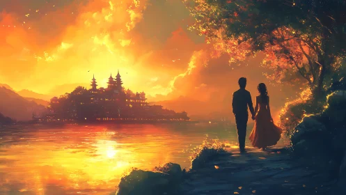 Two Hearts Beneath the Golden Sunset.