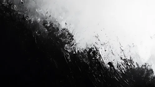 Monochrome abstract wave with diagonal impasto structure.