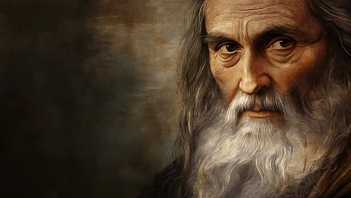 Weathered sage gazes through time in burnished portraits.