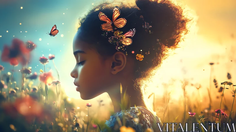 Butterflies Bloom Within Her: A Golden Reverie.