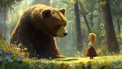 Gentle forest giant sharing a quiet moment with a child.