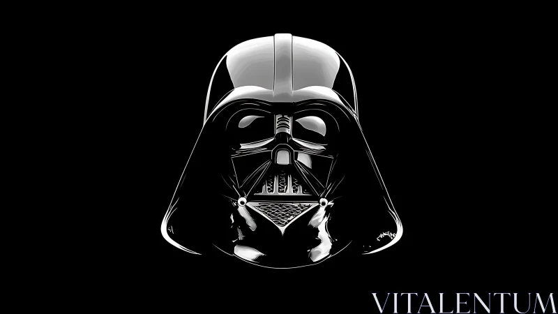 Glossy black sci fi respirator helmet in frontal vector view