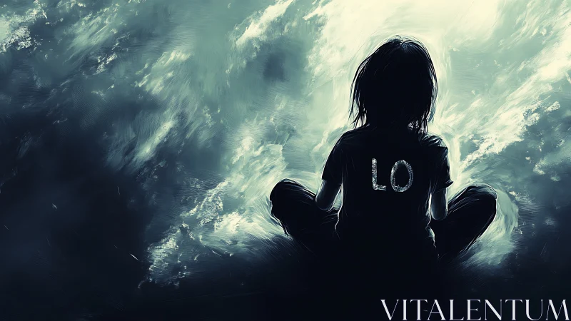 Stormlit silhouette counts quiet seconds between thoughts