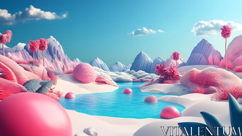 Dreamy pink and blue valley invites a gentle escape by water