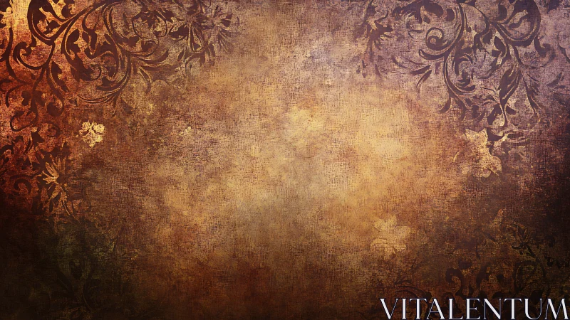 Vintage floral grunge background glows with warm texture