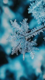 Macro photograph isolates a single snowflake in sharp focus