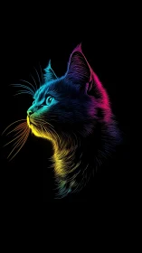 Luminous Cat Portrait with Neon Gradient Glow.