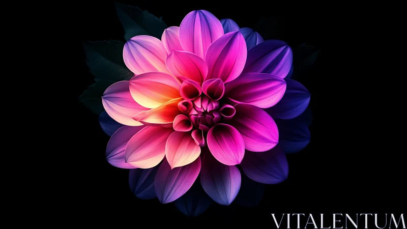 Neon Blossom: Luminescent Dahlia in Digital Ether.