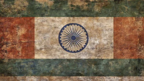 Weathered Indian flag artwork conveys heritage and resilient pride