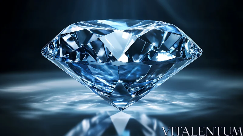 High-dispersion blue diamond render with caustics and sharp facets