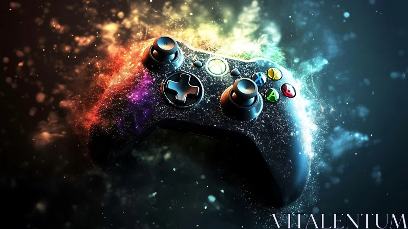 Digital Gaming Controller with Dynamic Energy Particle Effects.